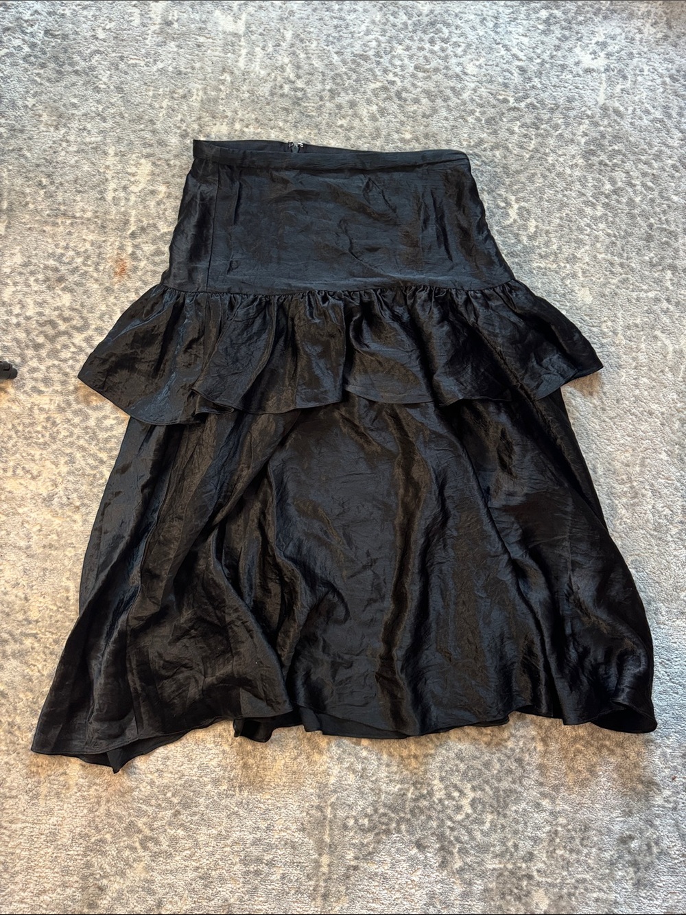 J. Crew Black High-Low Ruffle Skirt